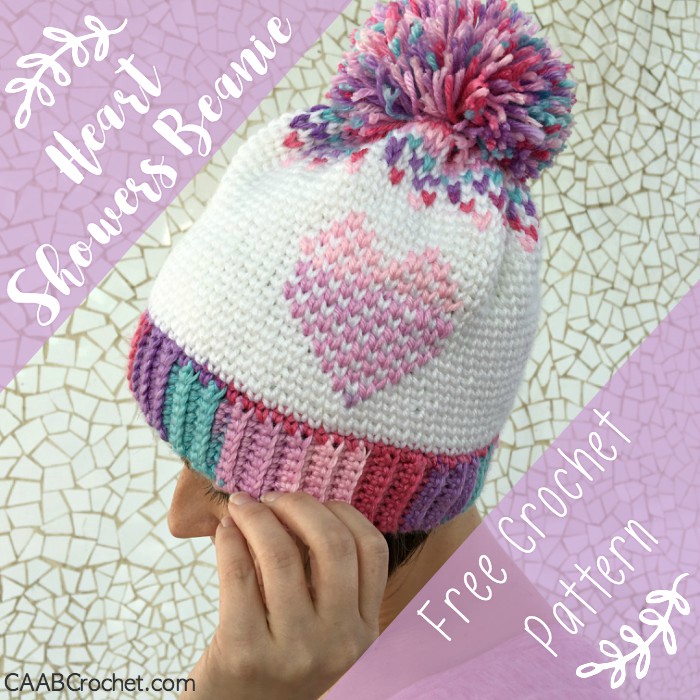 Heart Showers Beanie Crochet Heart Hat Pattern Free Crochet Pattern